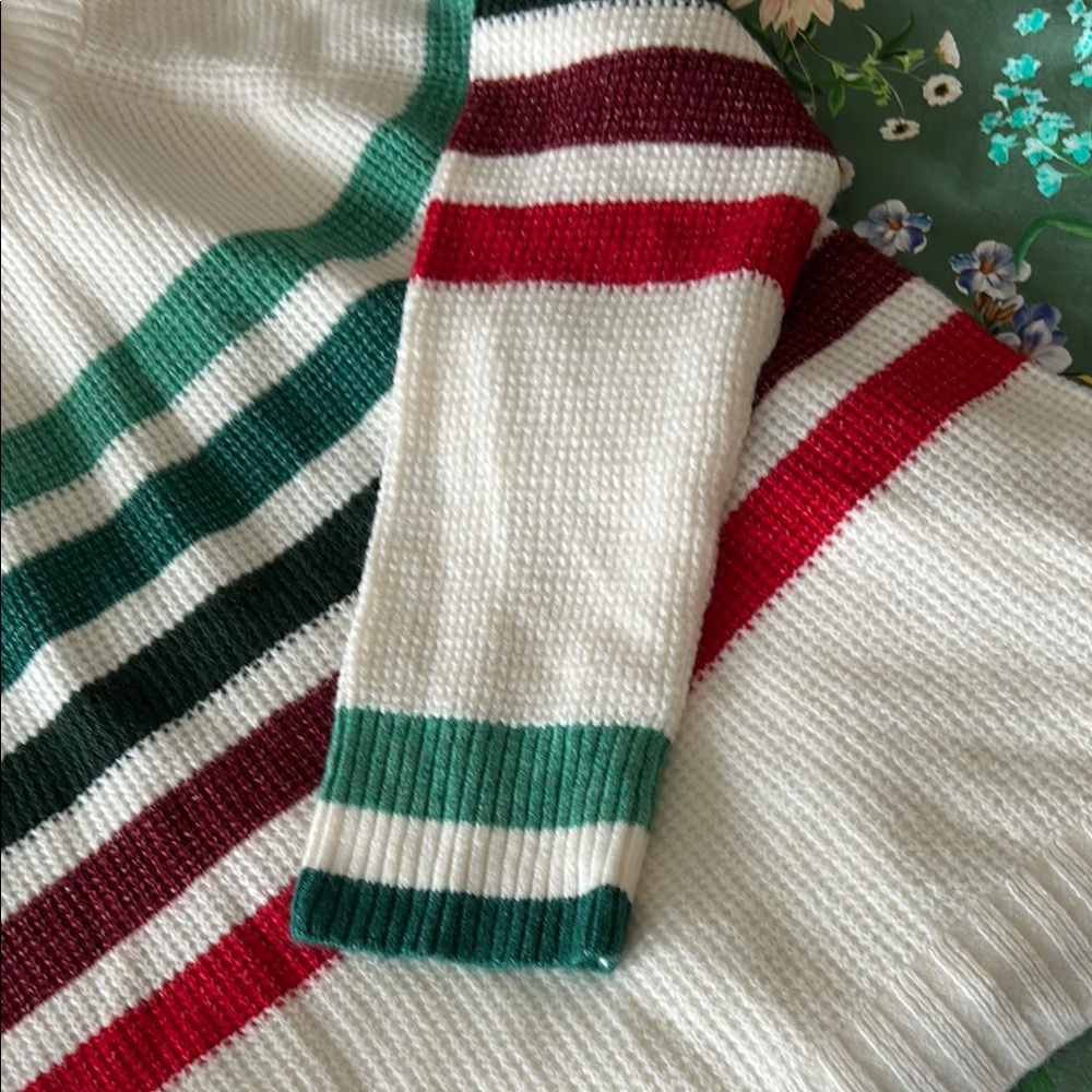 Lou & Grey Cream And Green Cowl Turtleneck Sweater - image 4